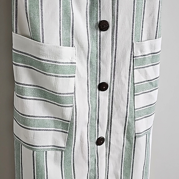 Green and White striped Monteau Dress , Ladies XS - Picture 4 of 4